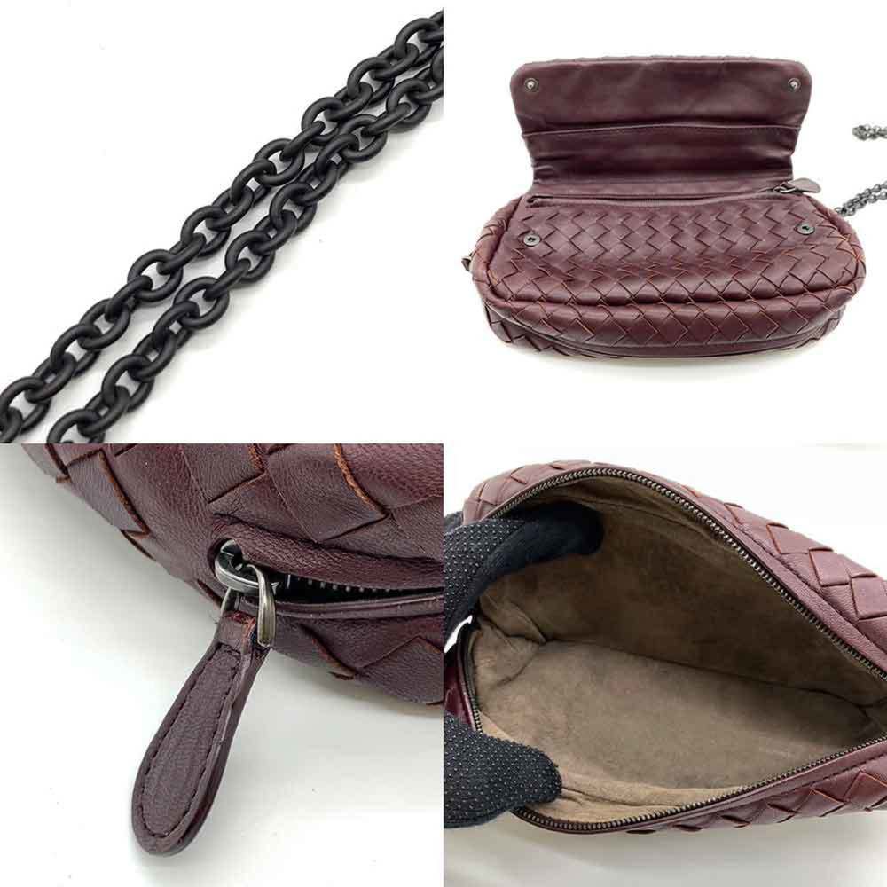 Bottega Veneta Bag Intrecciato Chain Shoulder Reddish Brown Pochette Crossbod... - Picture 4 of 6